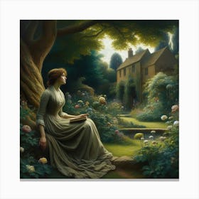 Lady In The Garden Canvas Print