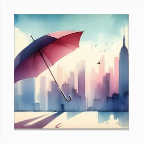 Umbrella In The Rain Canvas Print