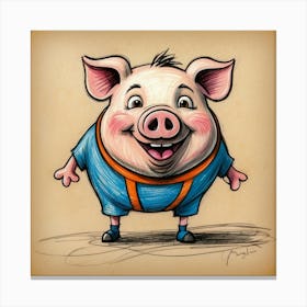 Cartoon Pig Canvas Print