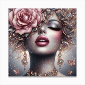 Glamorous rose glitter wall art Canvas Print