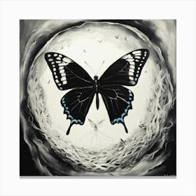 A Butterfly Emerging From The Cocoon In Black And (2) Canvas Print
