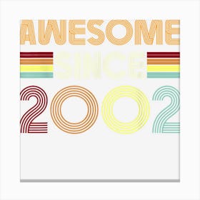 Awesome Since 2002 20th Birthday Retro 20 Year Old Boy Girls Canvas Print