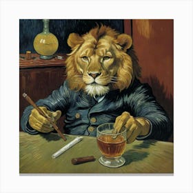 The Zoo Lounge: Where the Wild Things Drink Lion At The Bar Canvas Print