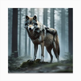 Wolf In The Forest 77 Canvas Print