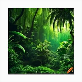 Craiyon 220056 Lush Green Jungle With Dramatic Lighting Canvas Print