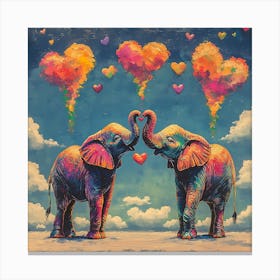 Love of Elephants Abstracted Under a Cloud of Hearts 1 Canvas Print