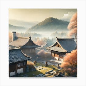 Firefly Rustic Rooftop Japanese Vintage Village Landscape 79560 Canvas Print