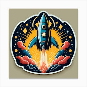 Rocket Launch Sticker Canvas Print