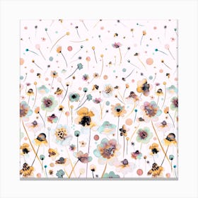 Ink Soft Flowers Sunshine Degrade Square Canvas Print