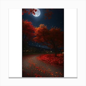 Red Leaves In The Autumn Canvas Print