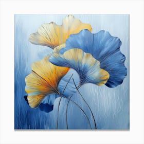 Blue And Yellow Ginkgo Leaves Canvas Print