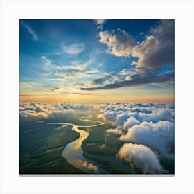 Cumulus Clouds Dominating A Scenic Cloudscape Cascading Into A Deep Azure Sky Edges Of Clouds Dus (5) Canvas Print