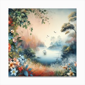 Landscape With Flowers Canvas Print