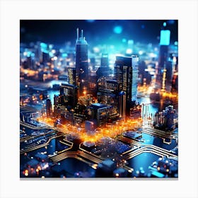 City On The Circuit Board Canvas Print