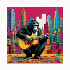 Chimp and the guitar 2 Canvas Print