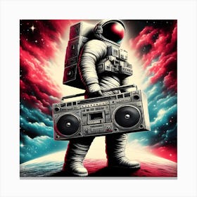 Astronaut With Boombox Canvas Print