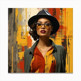 Woman In A Hat 20 Canvas Print