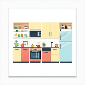 Kitchen Interior Flat Vector Illustration 11 Canvas Print
