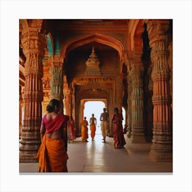 Women In Saris Canvas Print