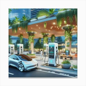 Electric Car Charging Station Canvas Print