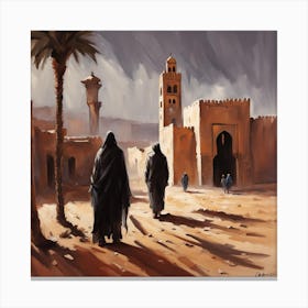 Two People Walking In The Desert Canvas Print