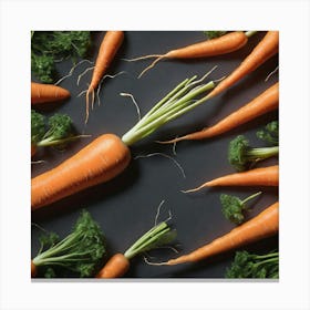 Carrots On A Black Background 8 Canvas Print