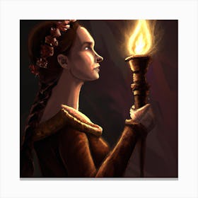 Young Lady Holding A Torch Canvas Print