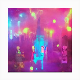 Plup Fiction - Neon Lights In The Sky Canvas Print
