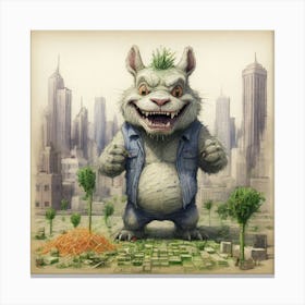 Raccoon In The City Canvas Print