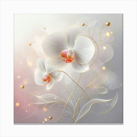White Orchids On A Gray Background Canvas Print