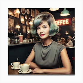 Woman In A Cafe 1 Canvas Print