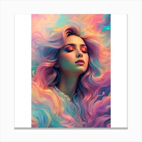 Girl With Colorful Hair Canvas Print