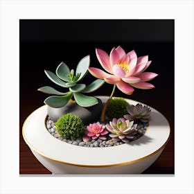 Succulents In A Bowl Canvas Print