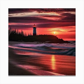 Sunset At The Lighthouse 4 Canvas Print