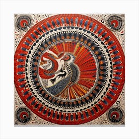 Madhubani Painting Indian Traditional Style Canvas Print