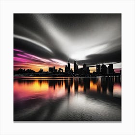 Cityscape At Night 13 Canvas Print