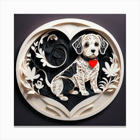 Dog In A Heart Canvas Print