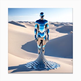 Silver Man In The Desert 8 Canvas Print