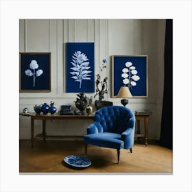 Blue Velvet Chair Canvas Print
