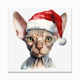 Sphynx Cat In Santa Hat 2 Canvas Print