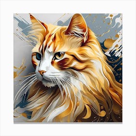 Orange Cat Painting Canvas Print