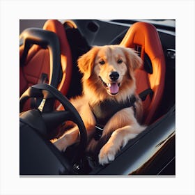 Dog in Sports Car Canvas Print