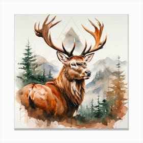 Deer Watercolor Painting Canvas Print