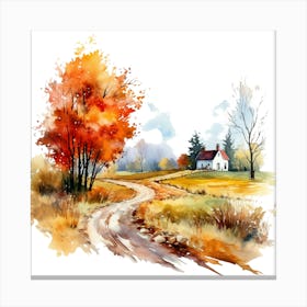 Watercolor Autumn Landscape 48 Canvas Print