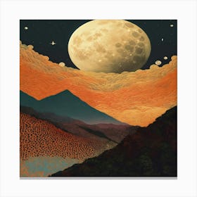 Full Moon Over Mountains Canvas Print