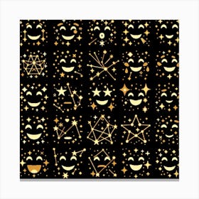 Golden Stars And Smiley Faces Canvas Print