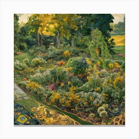 Gustav Klimt Style Farm Garden 27 Canvas Print