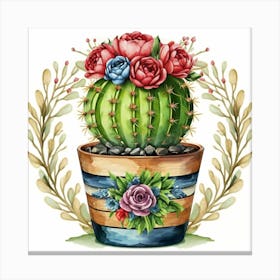 Cactus In A Pot Canvas Print