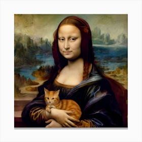 Mona Lisa and cat wall art Canvas Print