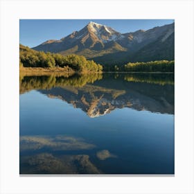 reflection of a mountain range in a still lake Canvas Print